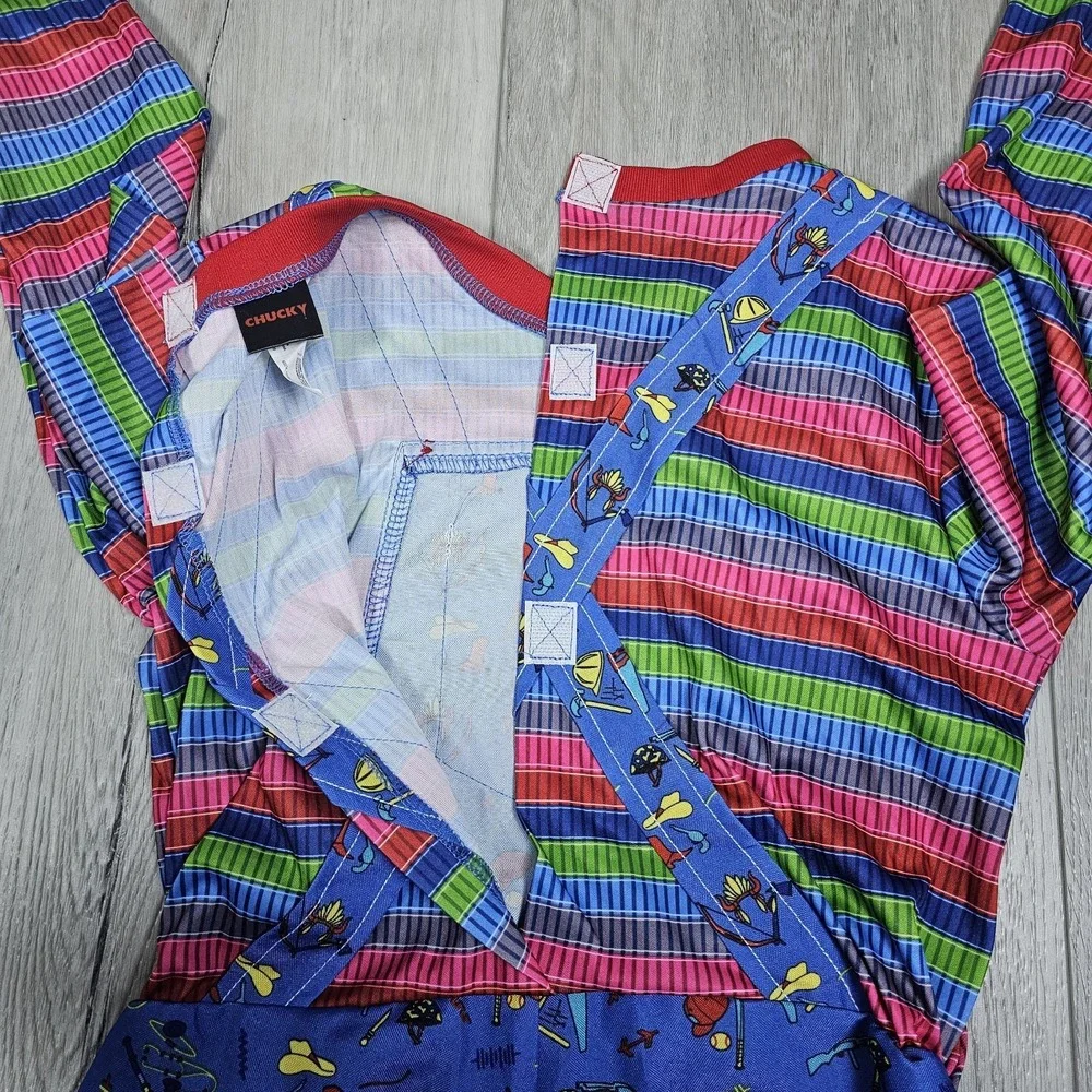 Chucky Halloween Costume Girls Medium 8-10 Years Old Blue One Piece Jumpsuit